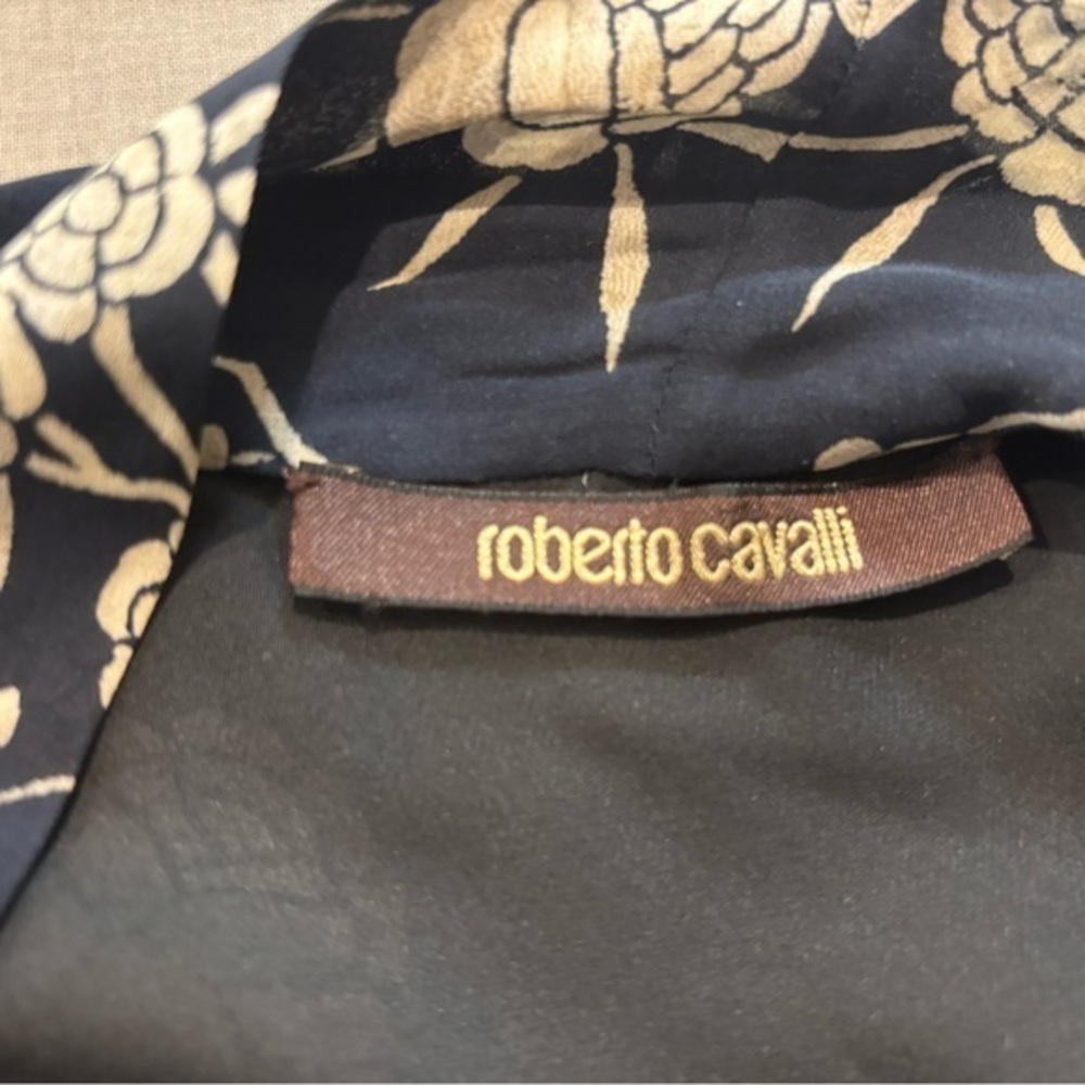 Roberto Cavalli‎ Womens Blue button down Tie Front Silk Blouse Size 40 IT/S - Picture 4 of 5